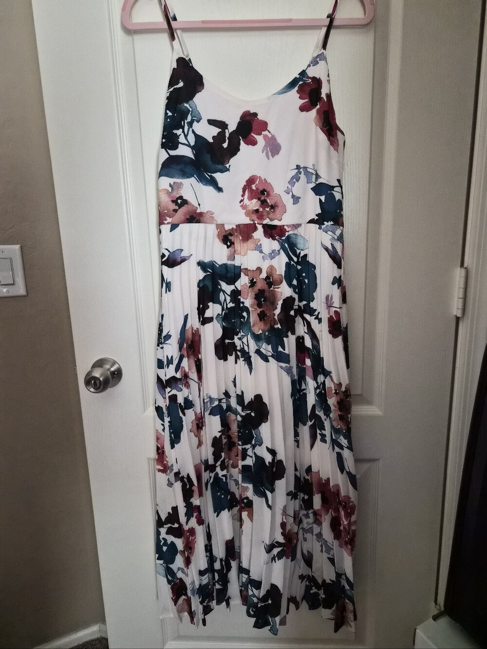 A New Day Womens Floral Watercolor Print Pleated Midi Dress - Size Medium NWOT